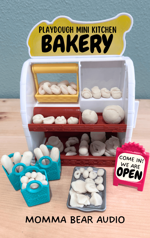 Mini playdough bakery setup for kids play