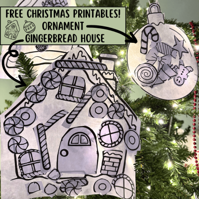 finished DIY gingerbread house decoration and Ornament Christmas printable.